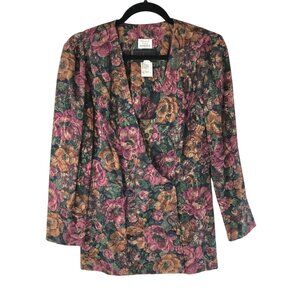 Justin Thyme Vintage Womens Double Breasted Blazer Jacket Floral Grandma Core 6